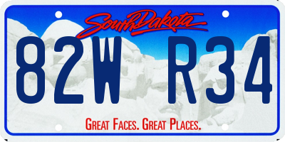 SD license plate 82WR34
