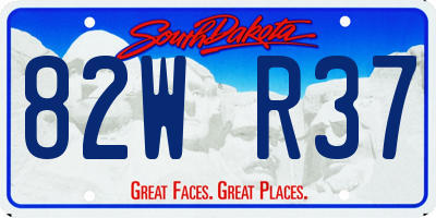 SD license plate 82WR37