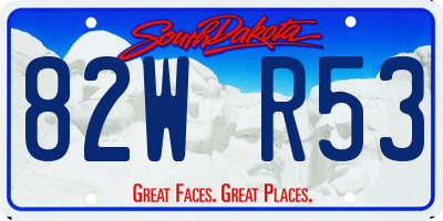 SD license plate 82WR53