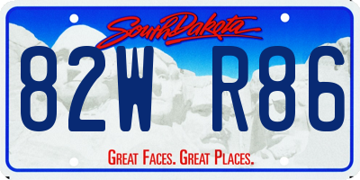 SD license plate 82WR86
