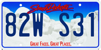 SD license plate 82WS31