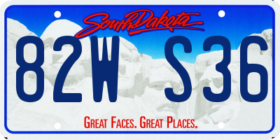SD license plate 82WS36
