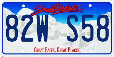 SD license plate 82WS58