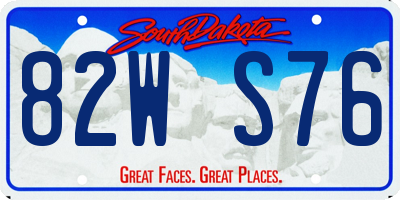 SD license plate 82WS76