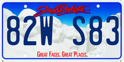 SD license plate 82WS83