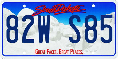 SD license plate 82WS85