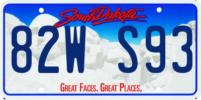 SD license plate 82WS93