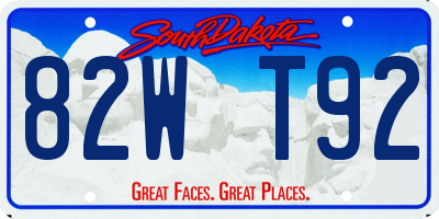 SD license plate 82WT92