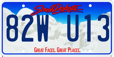 SD license plate 82WU13