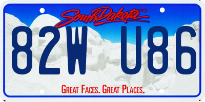 SD license plate 82WU86