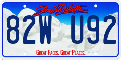 SD license plate 82WU92