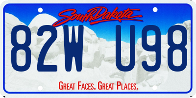 SD license plate 82WU98