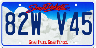 SD license plate 82WV45