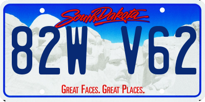 SD license plate 82WV62