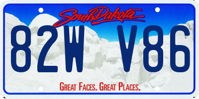 SD license plate 82WV86