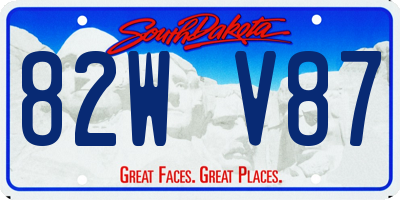 SD license plate 82WV87