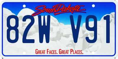 SD license plate 82WV91