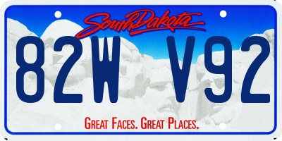 SD license plate 82WV92
