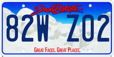 SD license plate 82WZ02