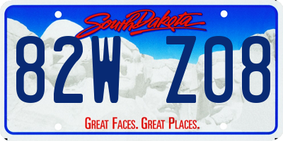 SD license plate 82WZ08