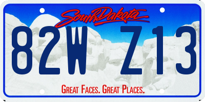 SD license plate 82WZ13