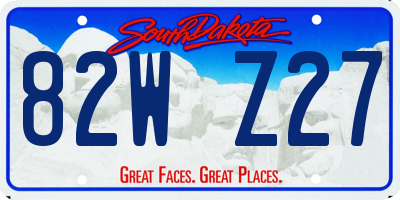 SD license plate 82WZ27