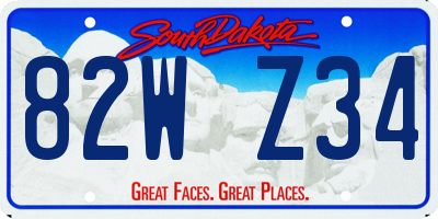 SD license plate 82WZ34