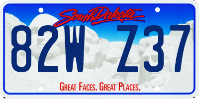 SD license plate 82WZ37