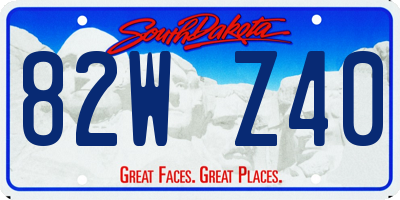 SD license plate 82WZ40