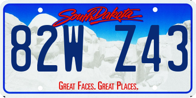 SD license plate 82WZ43