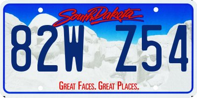 SD license plate 82WZ54