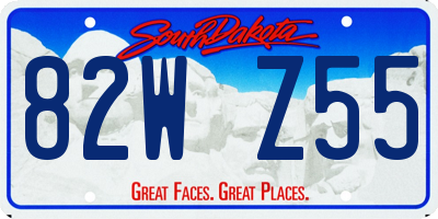 SD license plate 82WZ55