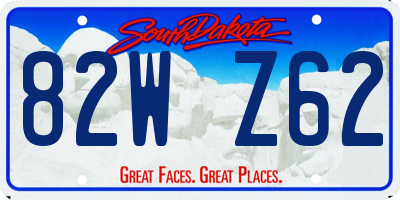 SD license plate 82WZ62