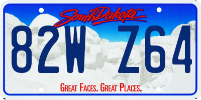 SD license plate 82WZ64