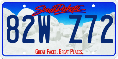 SD license plate 82WZ72