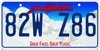 SD license plate 82WZ86