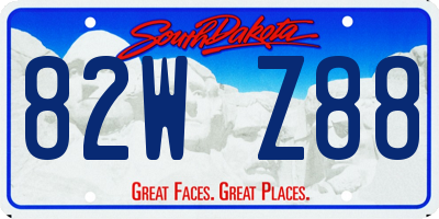 SD license plate 82WZ88