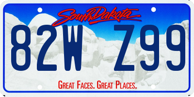 SD license plate 82WZ99