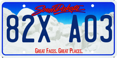 SD license plate 82XA03