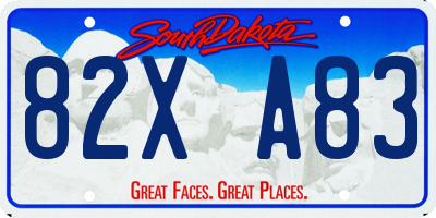 SD license plate 82XA83