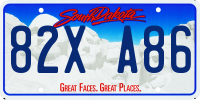 SD license plate 82XA86
