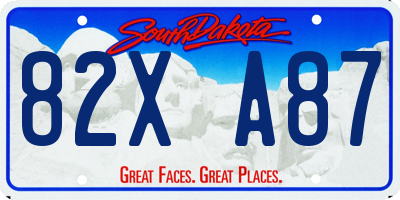 SD license plate 82XA87