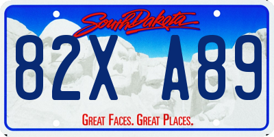 SD license plate 82XA89