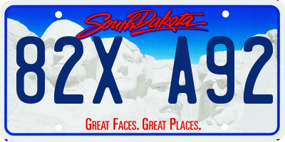 SD license plate 82XA92