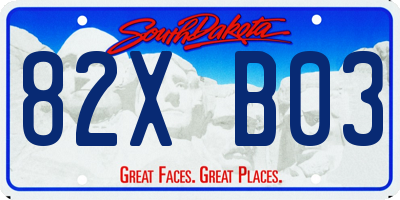 SD license plate 82XB03