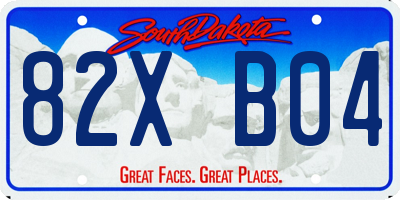 SD license plate 82XB04