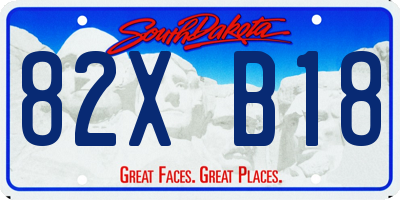 SD license plate 82XB18