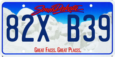 SD license plate 82XB39