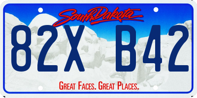 SD license plate 82XB42