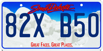 SD license plate 82XB50
